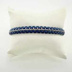 David Yurman Woven Box Chain Bracelet in Navy & Gray - 10mm - 8.25" - RARE